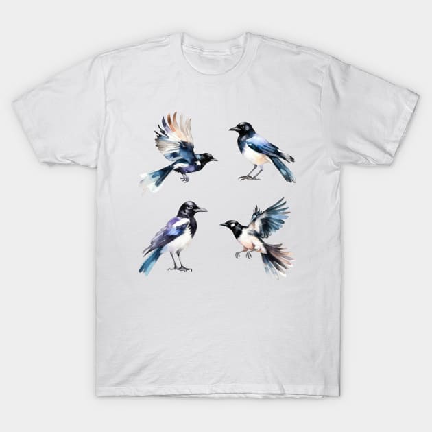 Magpie Birds T-Shirt by The Jumping Cart